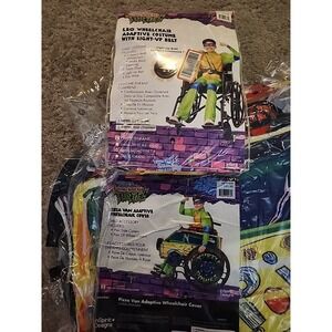 TMNT Leo Costume Size M 7/8 W/ Pizza Van Adaptive Wheelchair Cover (Fits Most)